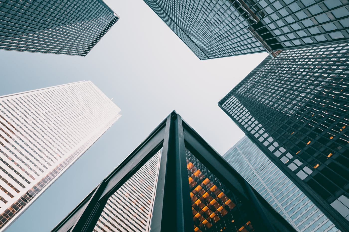 Glass towers seen from below
